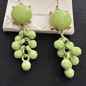 Green beaded dangle earring
